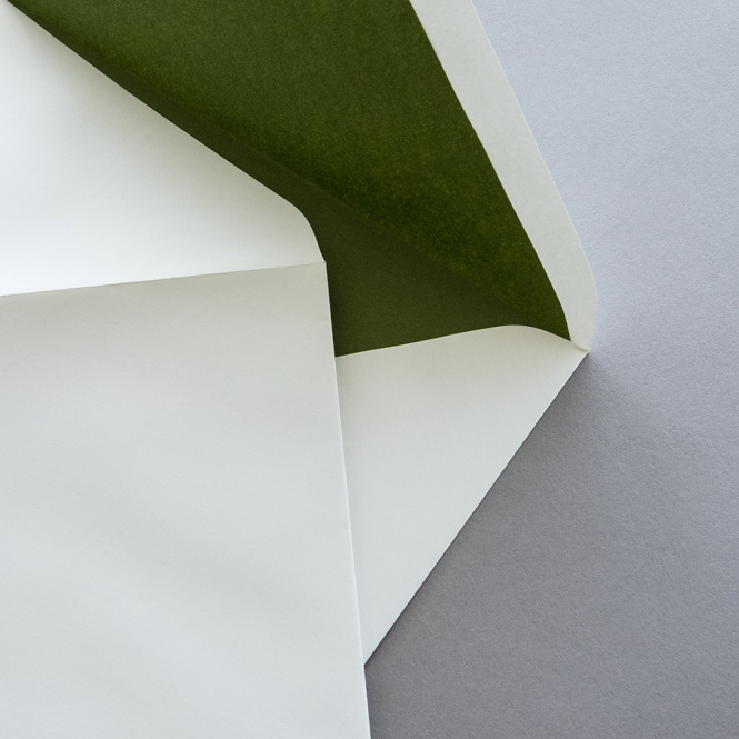 Creme enveloppes B6 avec doublure couleur Vert olive
