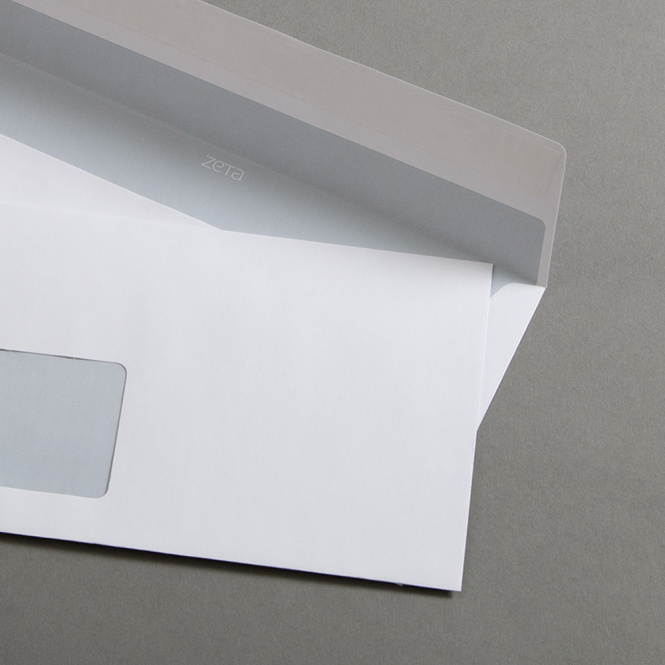 Zeta matt Couverts DIN lang mit Fenster Brillantweiss