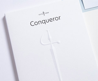 Carta Conqueror per corrispondenza di alta qualità con il logo del marchio